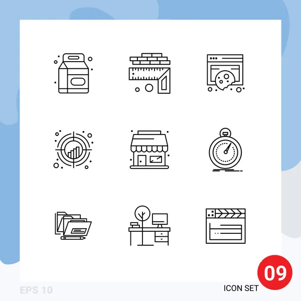 User Interface Pack of 9 Basic Outlines of trend, plot, compliance, crosshair, privacy Editable Vector Design Elements — Stock Illustration User Interface Pack Basic Outlines Trend Plot Compliance Crosshair Privacy Stock Vector