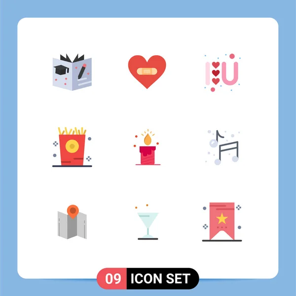 Creative Icons Modern Signs Symbols Light Party Heart Kid Fries — Stock Vector