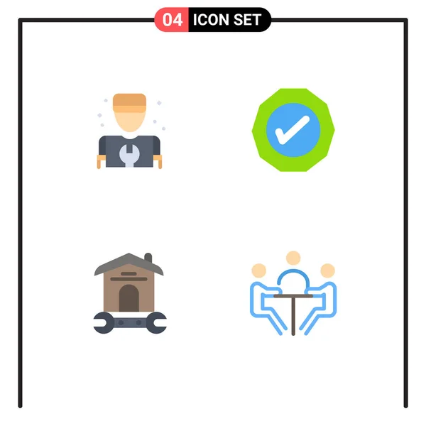 Group Modern Flat Icons Set Man Háztartási Javítás Siker Szerszám — Stock Vector