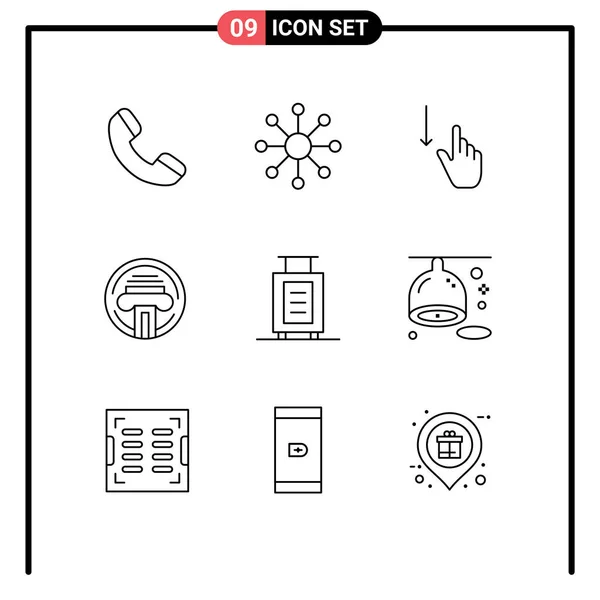 Pictogram Set Simple Outlines Suitcase Bag Gesture Writer Type Editable — 스톡 벡터