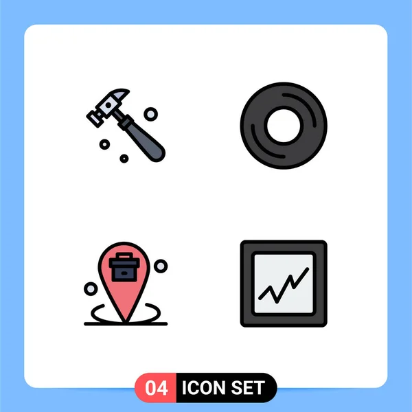Универсальных Filledline Плоские Цвета Набор Веб Мобильных Приложений Молоток Корпоративные — стоковый вектор