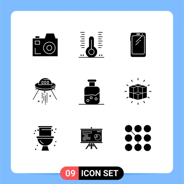 사용자 인터페이스 솔리드 Glyphs 외계인 Samssed Editable Vector Design Elements — 스톡 벡터