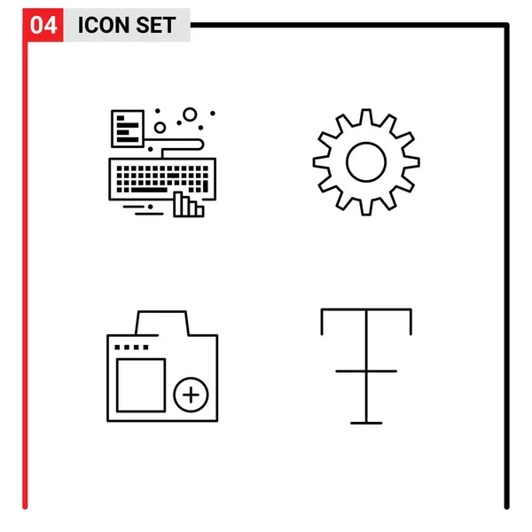 一套四款现代用户界面图标 用于手 可编辑矢量设计元素的符号符号 — 图库矢量图片