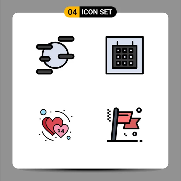 Filledline Flat Color Pack Universal Symbols Science Fefebruary Calendar Heart — стоковый вектор