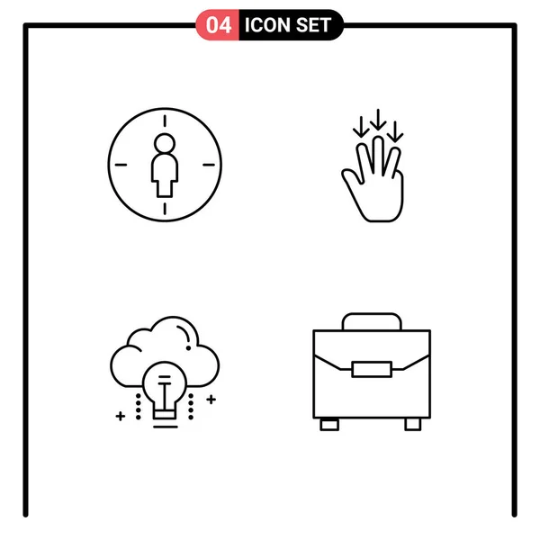 Set Modern Icons Sysymbols Signs Man Idea Target Arrow Bulb — Archivo Imágenes Vectoriales