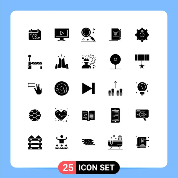Conjunto Icones Modernos Símbolos Sinais Para Contato Mail Lupa Texto — Vetor de Stock