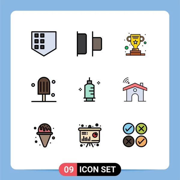 Современный Набор Filledline Плоские Цвета Pictograph Wifi Аптека Трофей Медицина — стоковый вектор