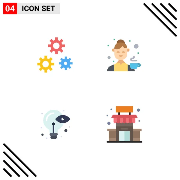 Mobile Interface Flat Icon Set Pictograms Configuration Creative Service Female — Stockový vektor