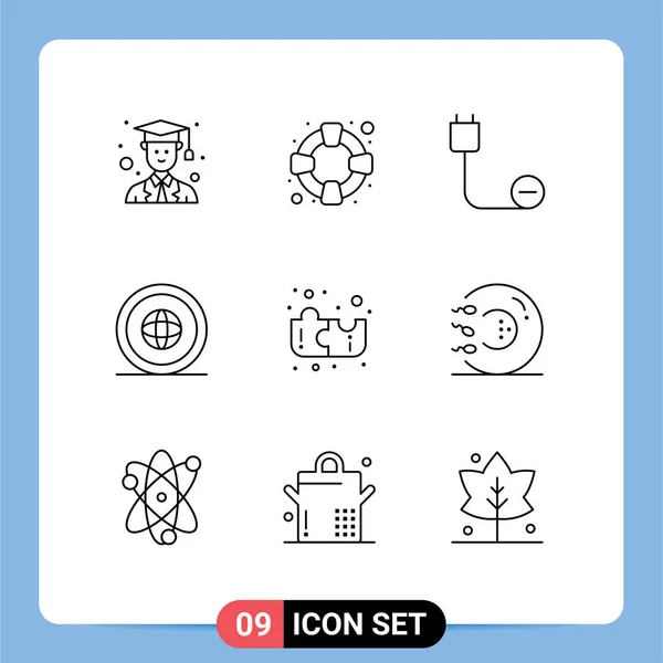 Group Modern Outlines Set Puzzle Location Devices International Global Editable — Stock Vector