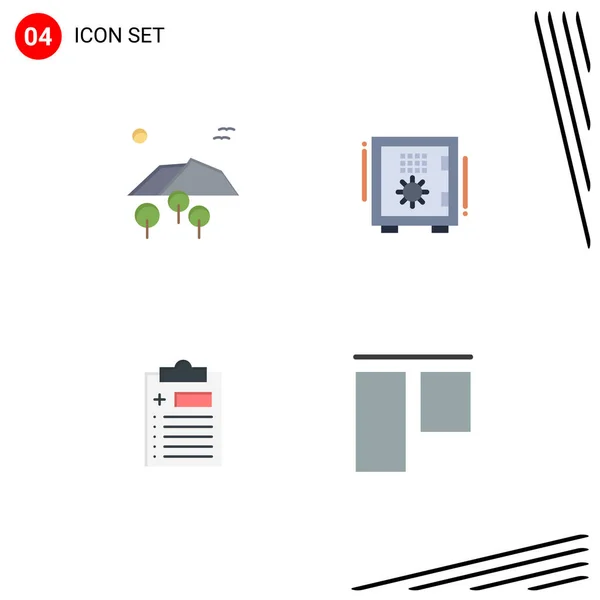 Mobile Interface Flat Icon Set Mit Piktogrammen Von Landschaft Medizin — Stockvektor