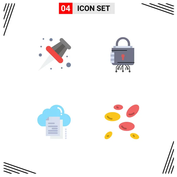 Flat Icon Concept Websites Mobile Apps Marker Files Security Protection — Vector de stock