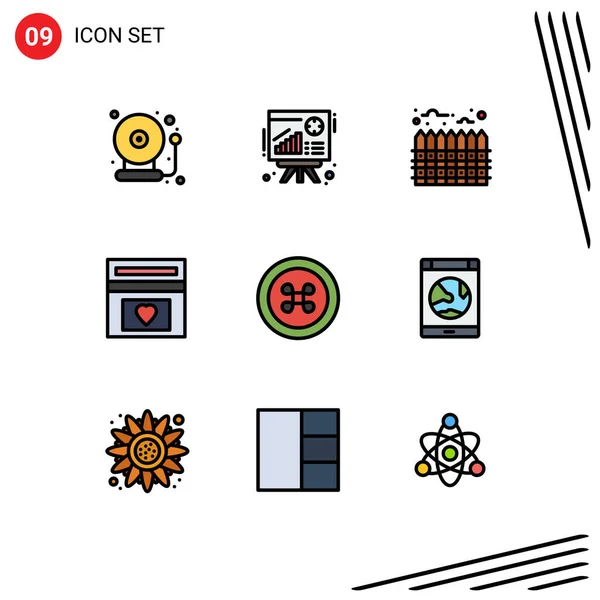 Pictogram Set Simple Filledline Flat Colors Food Wedding Estate Money — 스톡 벡터