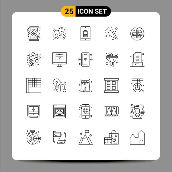 Universal Icon Symbols Gruppe Von Modernen Linien Von Lineal Kreativ — Stockvektor
