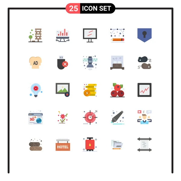 一套25个现代平面彩色标志和符号的网页印刷媒体 开发工具 设计工具 可编辑向量设计元素 — 图库矢量图片