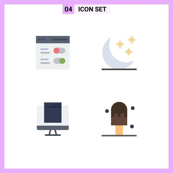 Mobile Interface Flat Icon Set Pictograms Communication Monitor User Stars — Stock Vector