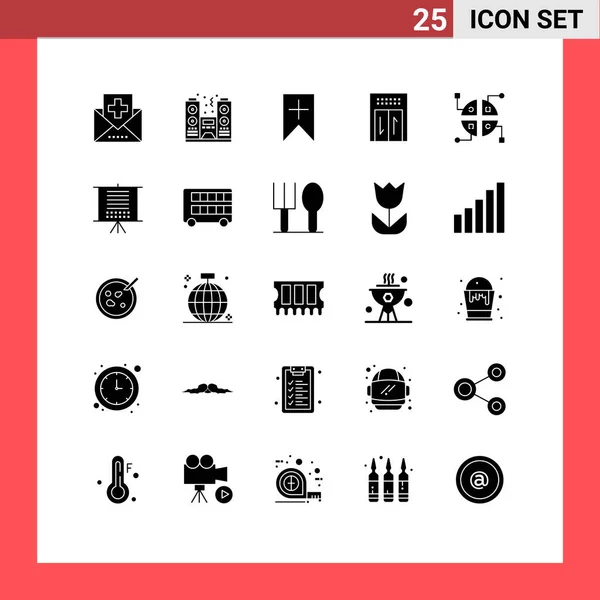 Conjunto Icones Modernos Símbolos Sinais Para Rede Viagens Espectador Hotel — Vetor de Stock
