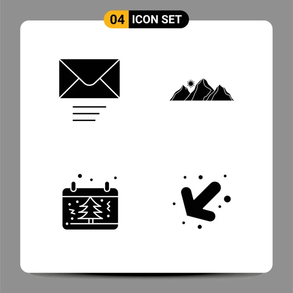 Interface Usuário Solid Glyph Pack Modern Signs Symbols Mail Date — Vetor de Stock