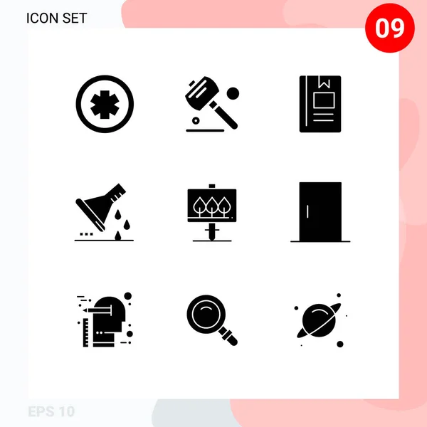 Universal Icon Symbols Group Modern Solid Glyphs Board Sample Flask — Stock Vector