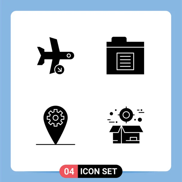 Moderne Set Van Solid Glyphs Symbolen Zoals Vlucht Instelling Transport — Stockvector