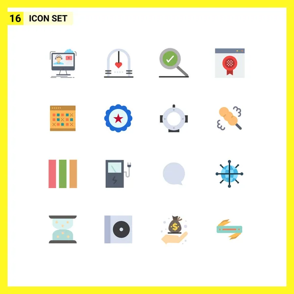 Flat Color Concept Websites Mobile Apps Calendar Medal Marriage Browser — Stock Vector