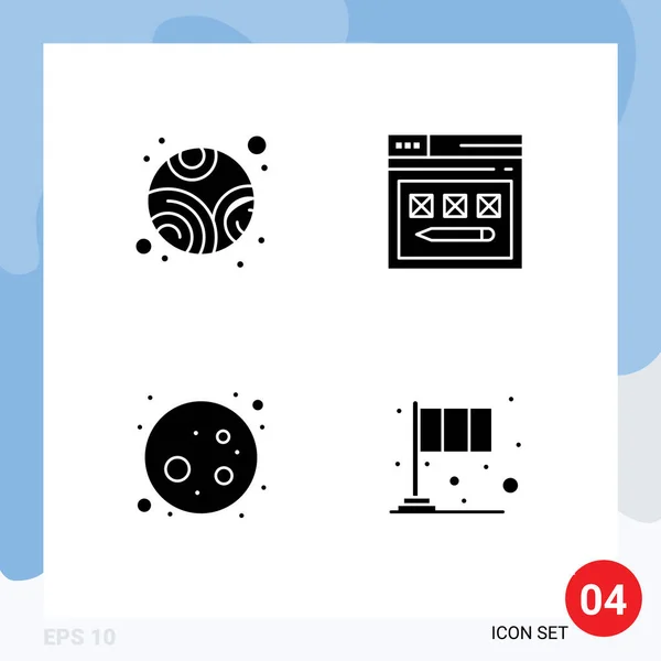 Universal Icon Symbols Group Modern Solid Glyphs Neptune Moon Internet — 스톡 벡터