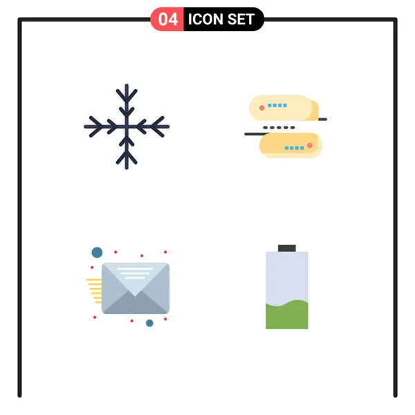 Icône Vectorielle Stock Paquet Signes Symboles Ligne Pour Neige Message — Image vectorielle