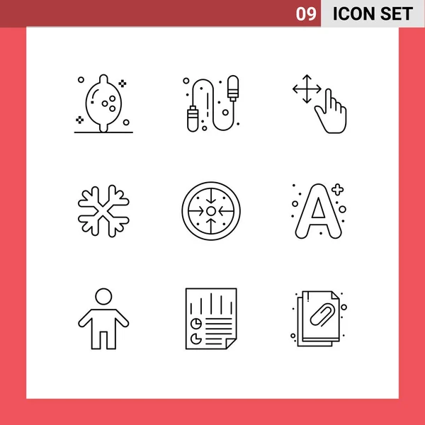 Pictogram Set Simple Outlines Process Implementation Hold Goals Canada Editable — 스톡 벡터