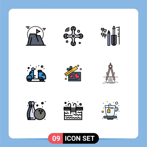 Stock Vector Icon Pack Signos Línea Símbolos Para Verano Crucero — Archivo Imágenes Vectoriales