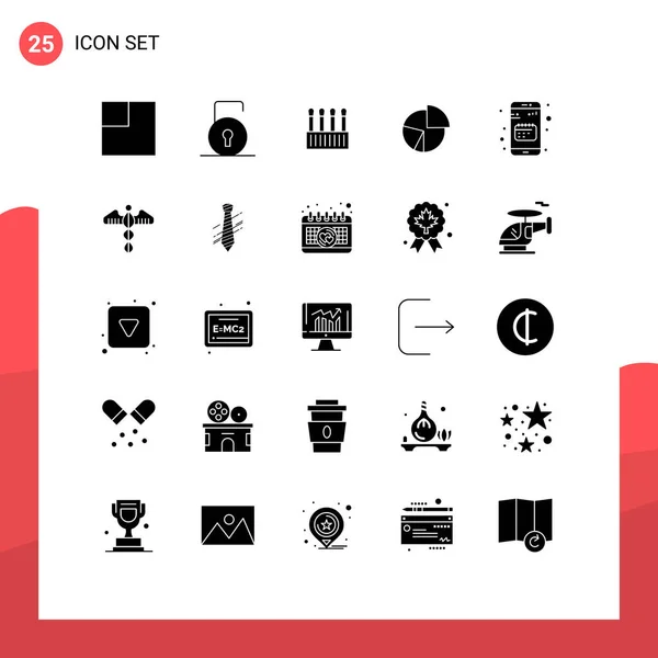 User Interface Solid Glyph Pack Modern Signs Symbols Agenda Pie — Stockový vektor