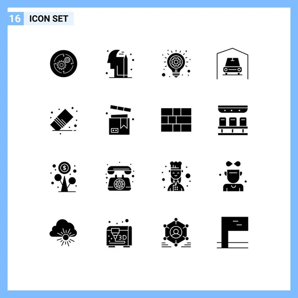 Interfejs Użytkownika Solid Glyph Pack Nowoczesnych Znaków Symboli Usunąć Usunąć — Wektor stockowy