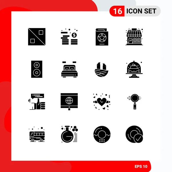 Mobile Interface Solid Glyph Set Mit Piktogrammen Der Elektronik Geschäft — Stockvektor