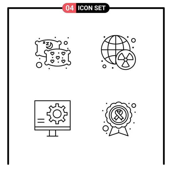 Vector Stock Icon Pack Líneas Señales Símbolos Para Almohadas Desarrollo — Archivo Imágenes Vectoriales