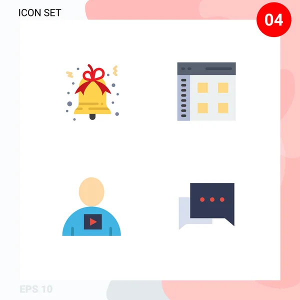 Group Modern Flat Icons Set Bell Body App User Playback — Διανυσματικό Αρχείο