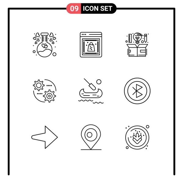 Creative Icons Modern Signs Symbols Boat Gear Computer Setting Thinking — Stock Vector