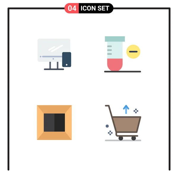 Pack Creative Flat Icons Computer Production Imac Science Cart Editable — Stock Vector