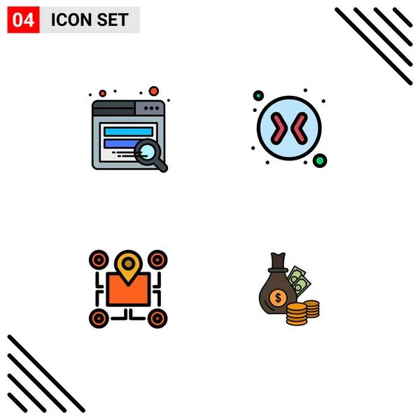 Creative Icons Modern Jelek Szimbólumok Keresés Terület Nyilak Hely Pénz — Stock Vector