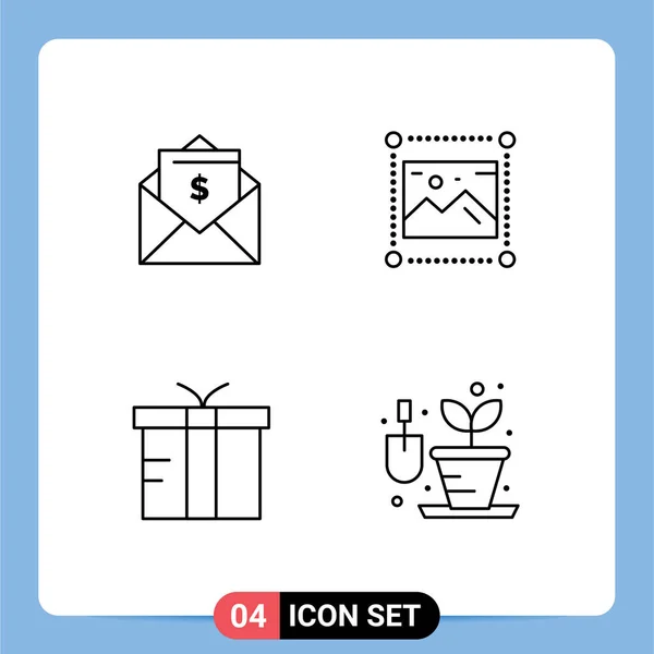 Line Concept Websites Mobile Apps Letter Box Mail Graphic Gift — Stockový vektor