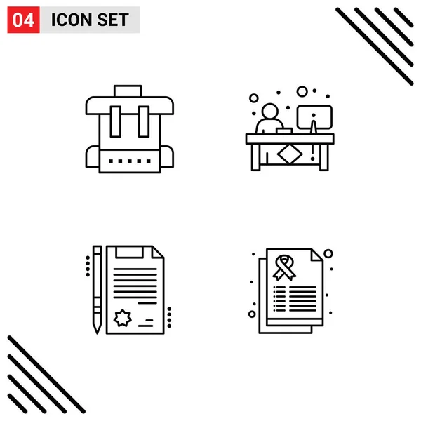 Stock Vector Icon Pack Mit Linienzeichen Und Symbolen Für Tasche — Stockvektor