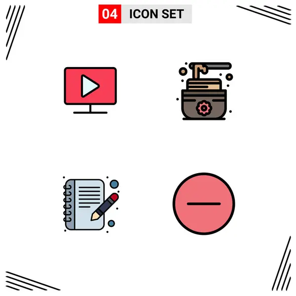 Universal Icon Sysymbols Group Modern Filledline Flat Colors Monitor Write — Archivo Imágenes Vectoriales