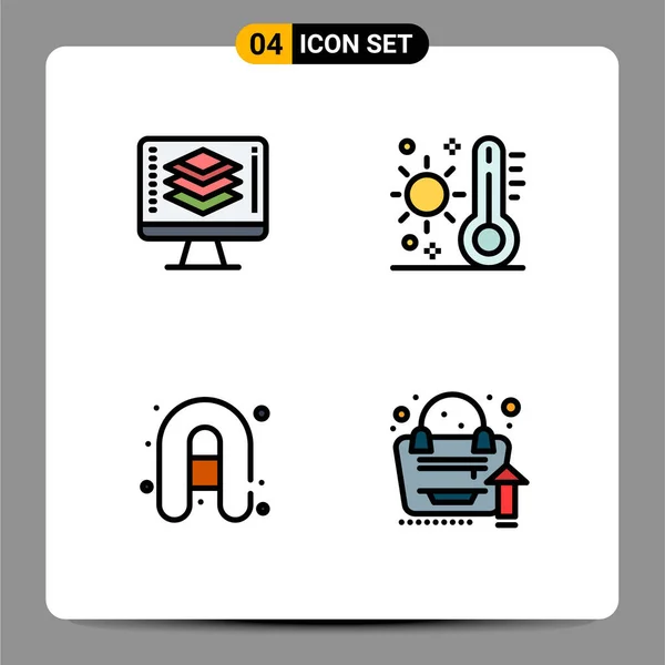 Beholdning Icon Pakning Med Linjesignal Symboler Programmering Oppblåsbar Båt Skjerm – stockvektor