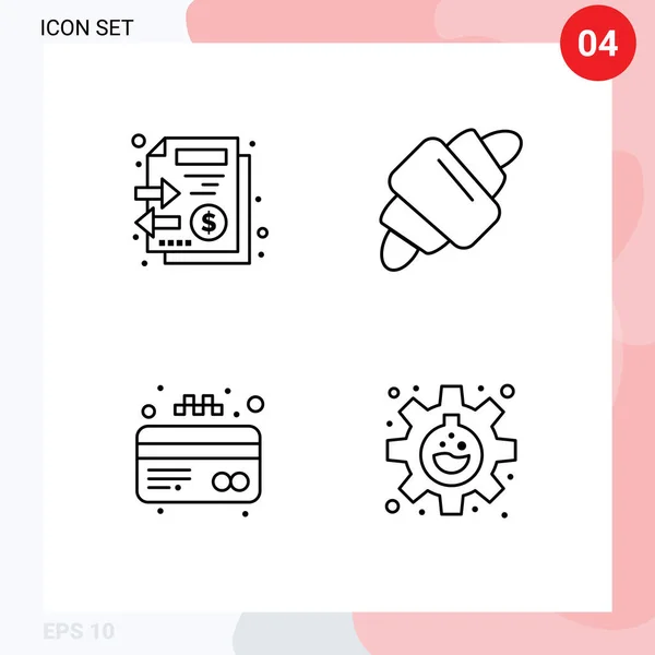 Stock Vector Icon Pack Líneas Signos Símbolos Para Documentos Tarjeta — Vector de stock