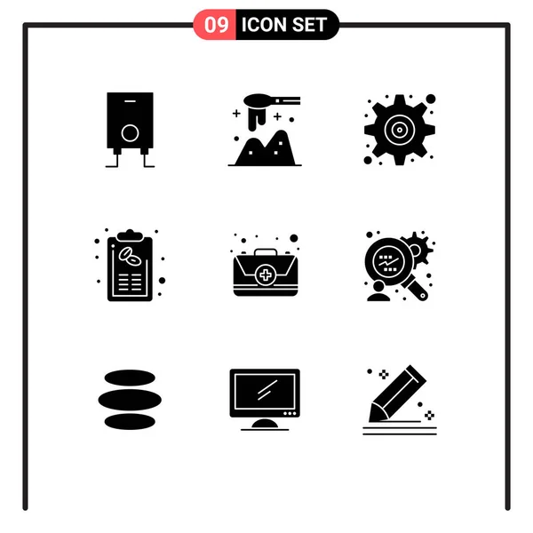 Universal Icon Symbols Group Modern Solid Glyphs Emergency Menu Interface — Stock Vector