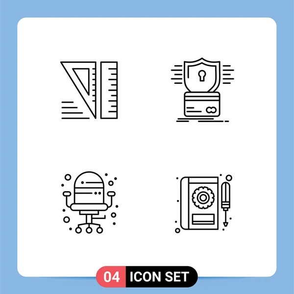 Pictogram Set Simple Filledline Flat Colors Education Office Security Hacking — 스톡 벡터