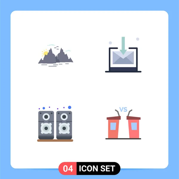 Set Modern Icons Symbols Signs Mountain Sound Nature Inbox Debate — Stock Vector
