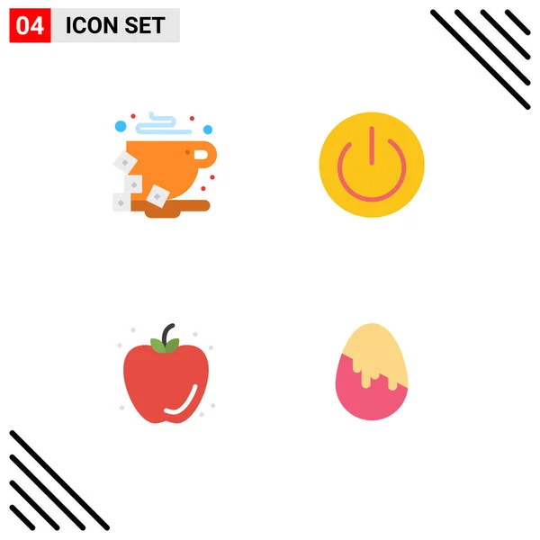 Group Modern Flat Icons Set Break Food Bean Energy Apple — Διανυσματικό Αρχείο