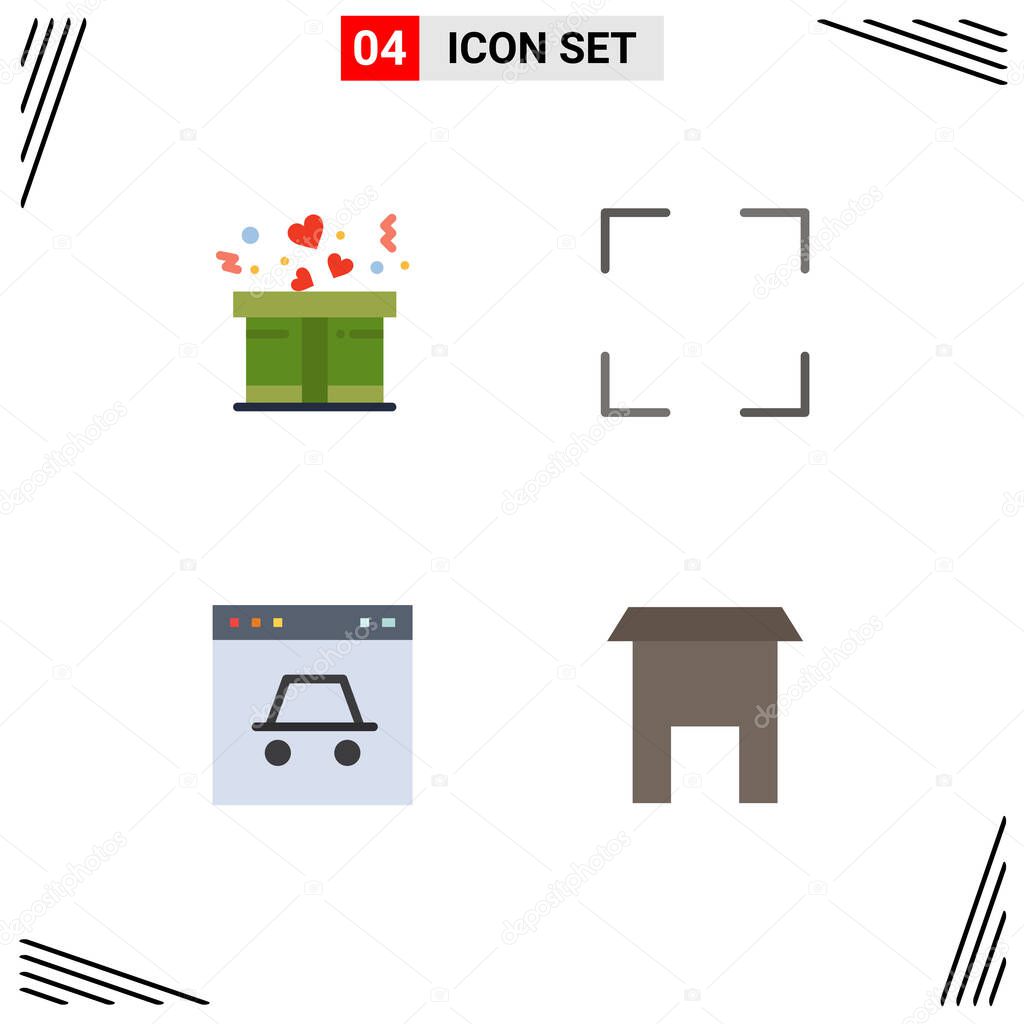 Set of 4 Modern UI Icons Symbols Signs for gift, security, full, hacker, building Editable Vector Design Elements