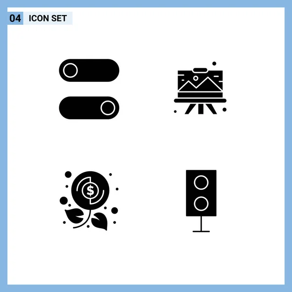 Thematic Vector Solid Glyphs Editable Symbols Control Investment Designing Graphic — Stock Vector