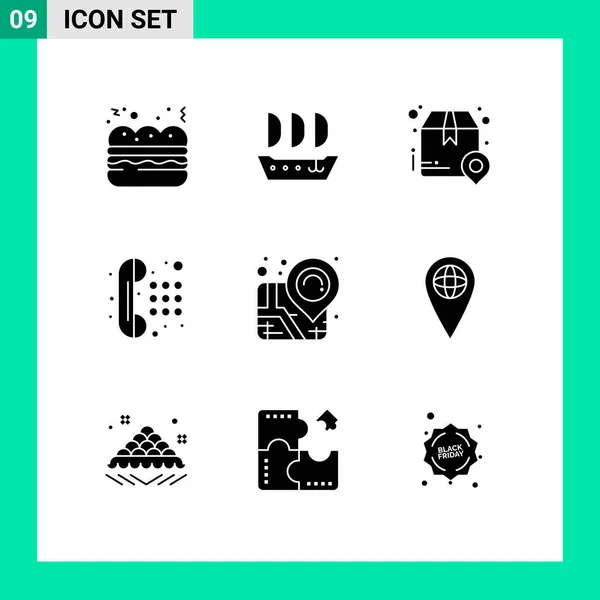Creative Icons Modern Signs Sysymbols Pin Location Package Dial Pad — Vector de stock