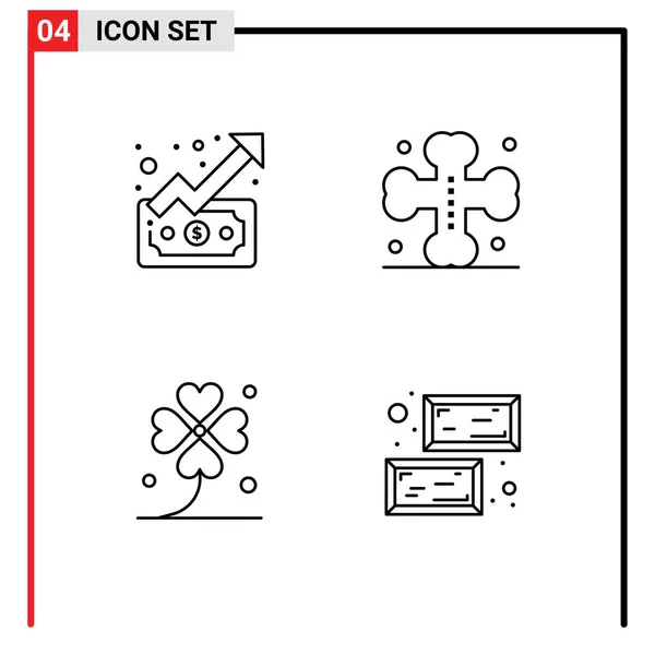 Modern Set Filledline Flat Colors Pictograph Graph Four Money Grave — Vector de stock