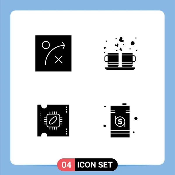 Set Modern Icons Sysymbols Signs Algorithm Processor Heart Hot Business — Vector de stock
